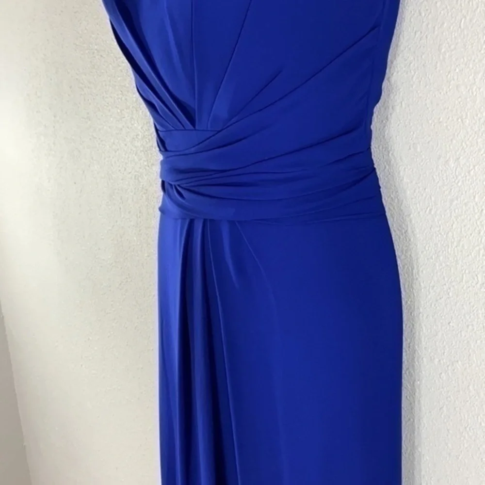 BCBGMaxazria Whitley blue pleated strapless gown 0 AF28